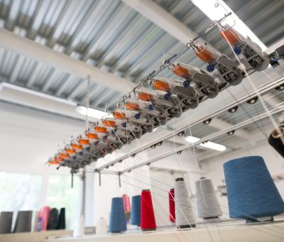 Sewing thread bobbin in manufactoring plant